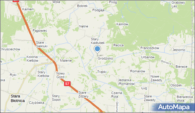 mapa Grodzisko, Grodzisko gmina Stara Błotnica na mapie Targeo